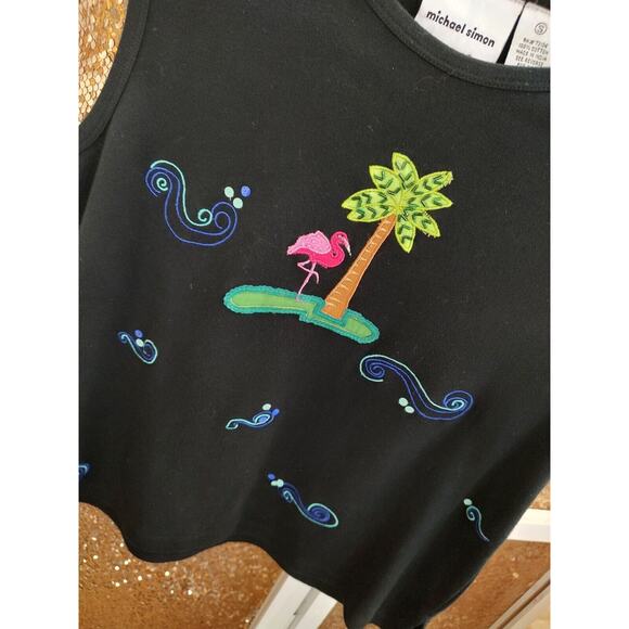 Michael Simon Top Flamingo Tropical Small Black - Picture 3 of 10